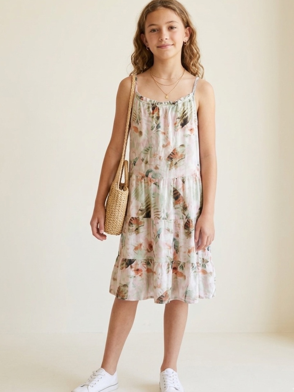 art class Cream Floral Tiered Camisole Mini Dress